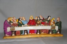 Szene Figuren Keramik handbemalt letzte Abendmahl v. da Vinci Vintage Italy 60
