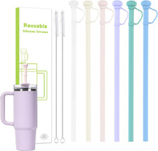 6er-Set Silikon-Trinkhalme mit