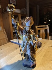 Nikolaus Holzschnitzfigur Demi Art Grödner Tal mit Kelch und Spinne 30cm