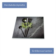 Herdabdeckplatte Abdeckung Ceranfeld Abdeckplatte Kräuter Grau Schneidebrett