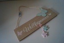 Dekoschild - WIllkommen mit Schmetterling - ca. 30 x 13 cm