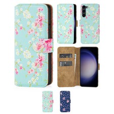 Hülle Cover für Galaxy A14 54 34 13 53 33 12 23 22 Blumenbuch PU Leder Geldbörse