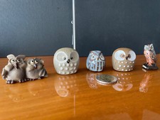 5 Minatur Eulen Sammlung Setzkasten