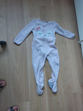 Mädchen Schlafanzug Schlafi Schlafoverall Fleece Fleeceanzug mit Füßen 98