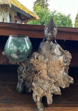 Wurzelholz Buddha Glasvase Deko Root wood Vase Little Big Horn Vase-103