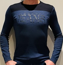 Emporio Armani - Armani Jeans Pullover Sweater L Slimfit Blau Schwarz 100% Wolle