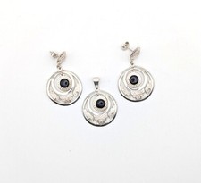 Peruanisches Schmuckset Silber 950 Onyx Handarbeit