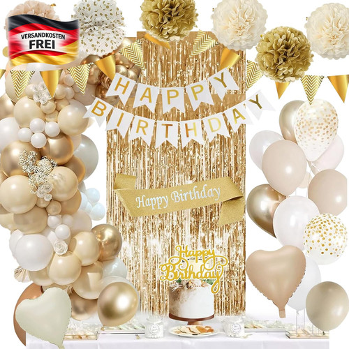 Geburtstagsdeko set gold beige - set,