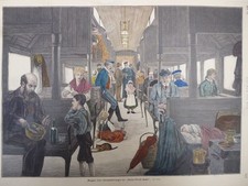 kol. Holzstich - Waggon eines