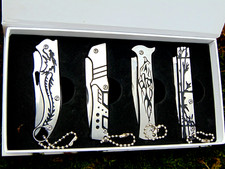 Taschenmesser 4er Set Klappmesser Verschiedene Motive Dragon ,Adler...mit Kette