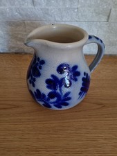 Steingut Steinzeug Krug Bembel ca.1L Salzglasur grau blau Top