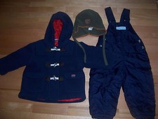 blaue warme Winterjacke Gr. 74 mit Schneehose Gr. 80 und Mütze