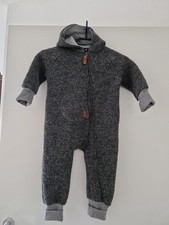 Wollwalk Overall - unisex - Jumpsuit Gr. 86 grau mit Kapuze