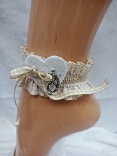 Trachtenschmuck-Fesselband m. Rüschen + Schleifen Vichy-Karo beige gelb orange