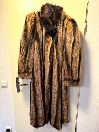 Waschbär damen pelzmantel - waschbär,