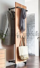 Garderobenpaneel mit Metallgestell 46x177cm Kernbuche massiv geölt Metallrost