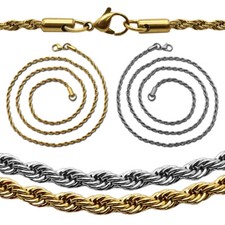 Kette Halskette Curb 3mm dünnmaschig Silber Stahl Halsketten Kreisel Unisex