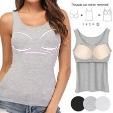 Damen BH-Hemd Unterhemd mit Eingebautem BH Basic Tanktop Abnehmen Mieder Weste