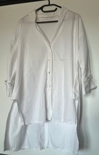 Weiße oversized longbluse - weiße,