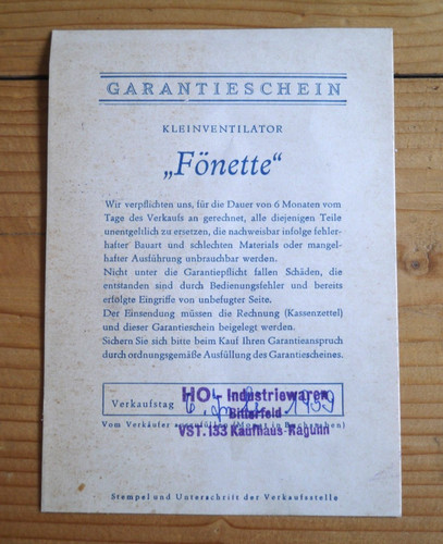 Garantieschein - ho,