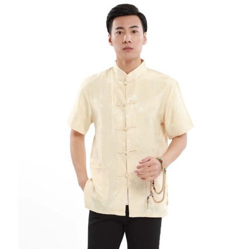 Herren kurz hemd satin drachen - herren,