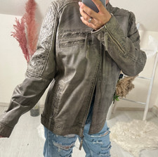 Patago Biker Lederjacke Jacke Leder Lammnappa beige Vintage edel Gr. L XL 56