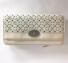 FOSSIL Damen Geldbörse MADDOX WVN FLP CLUTCH BONE Green SL4100