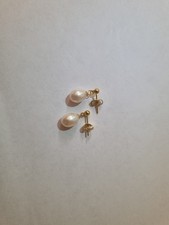 Echte Süßwasser Perlen Ohrringe Ohrstecker Tropfen ca. 1 cm 925 Silber 18 Karat