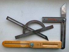 2 Schmiegen - Metall und Holz, 1 Winkelmesser aus Metall - von privat, gebraucht