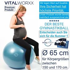 VITALWORXX Gymnastikball für Schwangere Pezziball Yogaball Sitzball 65 cm