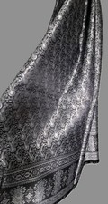 Seidenschal - Seidentuch - Silk - Paisley - Schwarz Silber - Thailand
