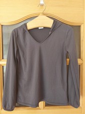 Laufshirt Langarm atmungsaktiv Damen Gr. L Kapuze grau