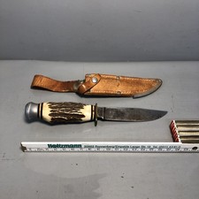 Anton Wingen Jr. Solingen Jagdmesser Othello Hirchhorn Handgefertigt 19cm #B7