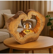 Tischleuchte Baumstamm, Holzoptik 