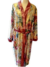 Damen-Negligé Gr. 44/46 Seidensatin Polyester bedruckt Morgenmantel