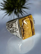 * Schöner Herrenring / Kamee Ring * Tigerauge * Silber 835 * (1230)