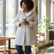 Sheego Jacke Parka Teddy Grau Damen Große Größen Gr. 50 52 54 NEU (814)