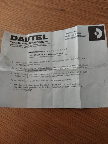 Dautel ladebordwand notstecker - dautel,