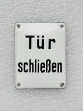 Emailschild - Tür schließen - Hinweisschild 10x8cm - Original um 1950