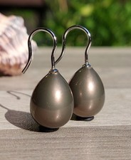 Wunderschöne große Tropfen Ohrhänger Perlen 925 Sterling Silber