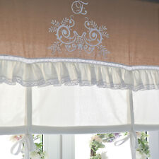 FLORA Leinen Raff Gardine 100x120 Raffrollo Gardine Shabby Landhaus Brocante