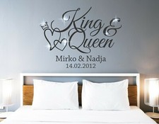 Wandtattoo King & Queen Wandtattoo Schlafzimmer namen Wandtattoo Liebe paar p462