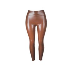 Damen Skinny PU Leder Leggings Fitness Glanz Schlank Wet-Look Hose Optik Leggins