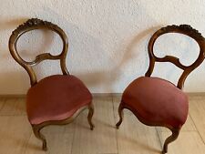 2 x Polsterstuhl um 1850  Louis Philippe Nussbaum Antik Stuhl rotes  Polster