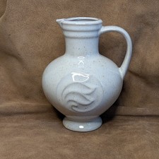 Dekorative Kanne vintage Henkelkrug Rheinsberg DDR Blumenvase Keramik Hellgrau