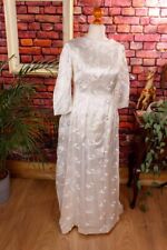 Vintage orig 60er Brautkleid weiß Satin bestickt elegant Schimmer Hochzeit M