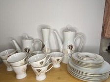 Rosenthal Form 2000 Kaffeeservice für 6 Personen   Schattenrose mit Goldrand