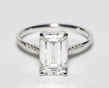 IGI-zertifizierter Lab Diamant Ring, Smaragdschliff 3,07ct, Weißgold 18 K