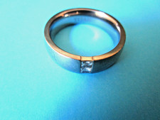 Titanring mit Zirkonia Damenring 20 mm.  Gr. 10/20 silberfarben6 mm. breit