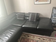 Schwarze Ledercouch 4-Sitzer